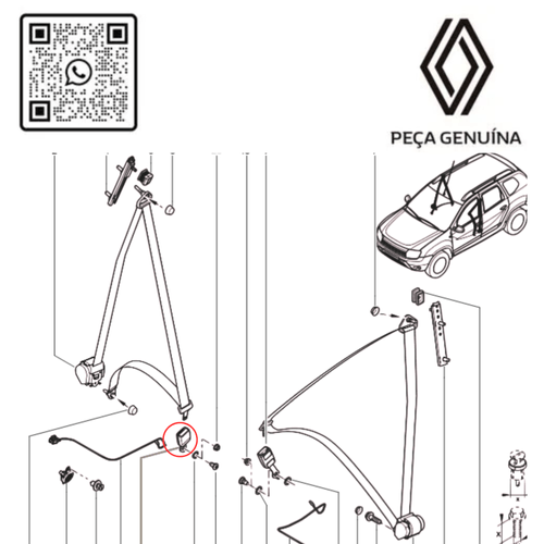 RN 65989R ENGATE FECHO FIVELA CINTO DE SEGURANCA DIREITO COM SENSOR DUSTER 878165989R -4-